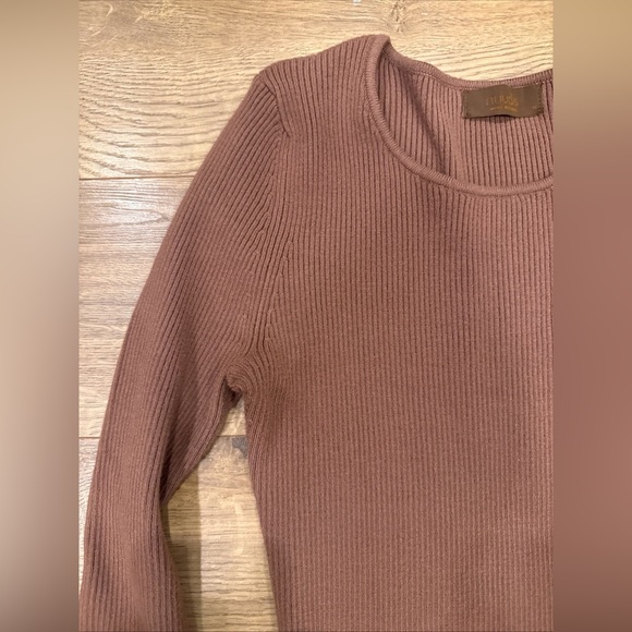 Nuuds Sweater Bodysuit Size Med Chocolate Brown Ribbed Stretchy - Picture 4 of 7